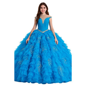 NWT Ragazza Fashion Turquoise Quinceañera BallGown Size 7